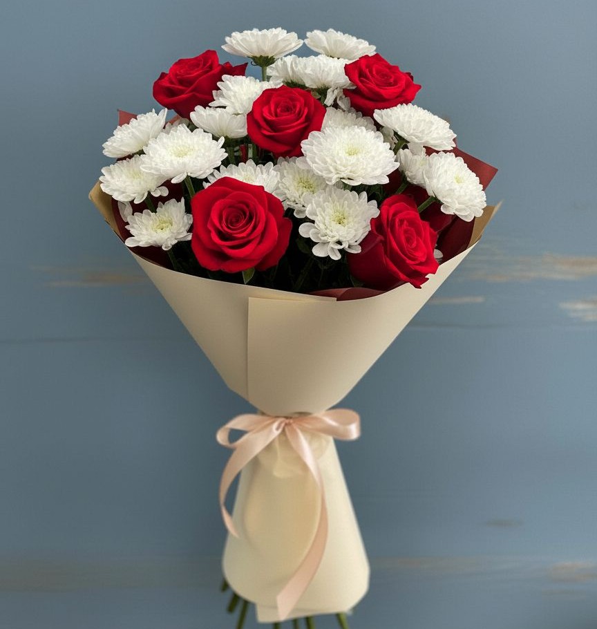 Букет цветов из: Розы и Хризантемы в Нартан