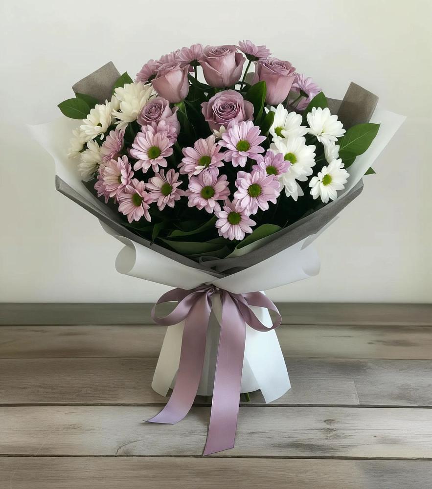 Букет цветов из: Хризантемы и Розы в Нартан