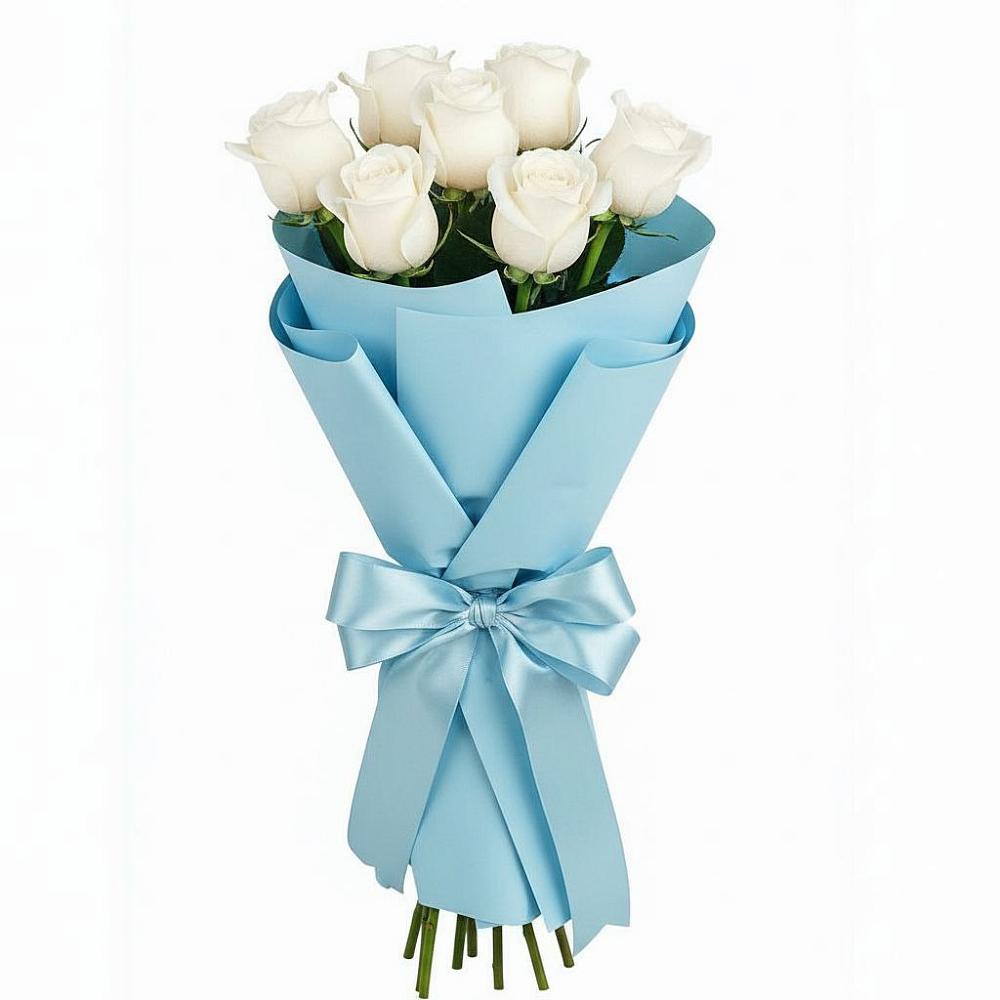 Букет 7 белых роз Проуд в Нартан