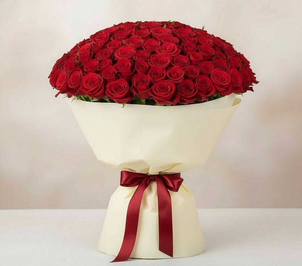 Букет 101 Красная роза Милано в Нартан