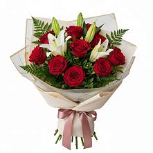 Букет цветов из:  Лилии и Розы #REPLACE_PRED# Нартан