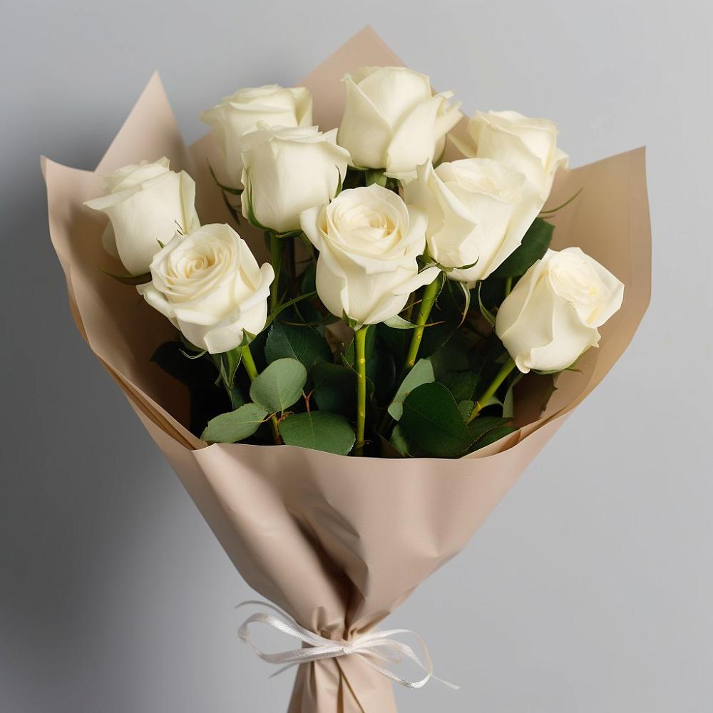 Букет 9 Белых роз Эдлесс Лав в Нартан
