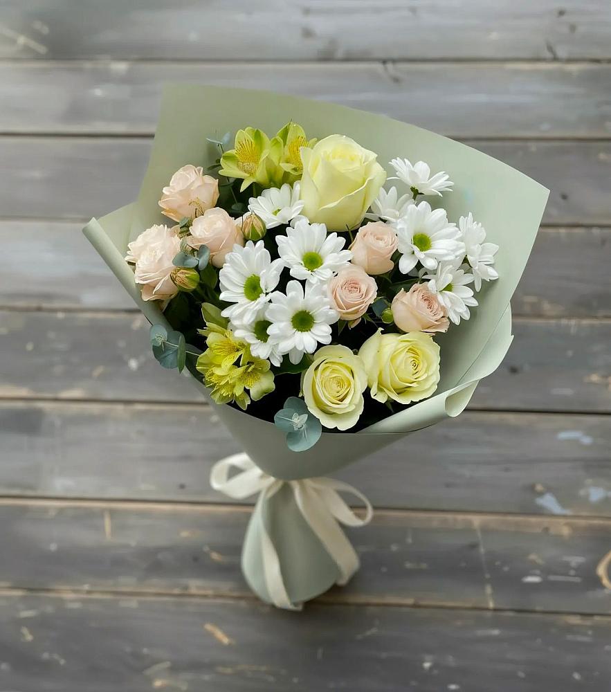 Букет цветов из: Альстромерии, Розы и Хризантемы в Нартан