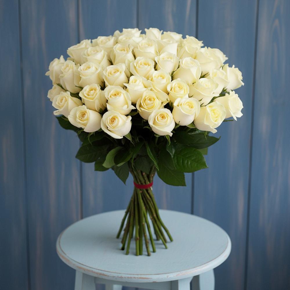 Букет 51 Белая роза Эдлесс Лав в Нартан