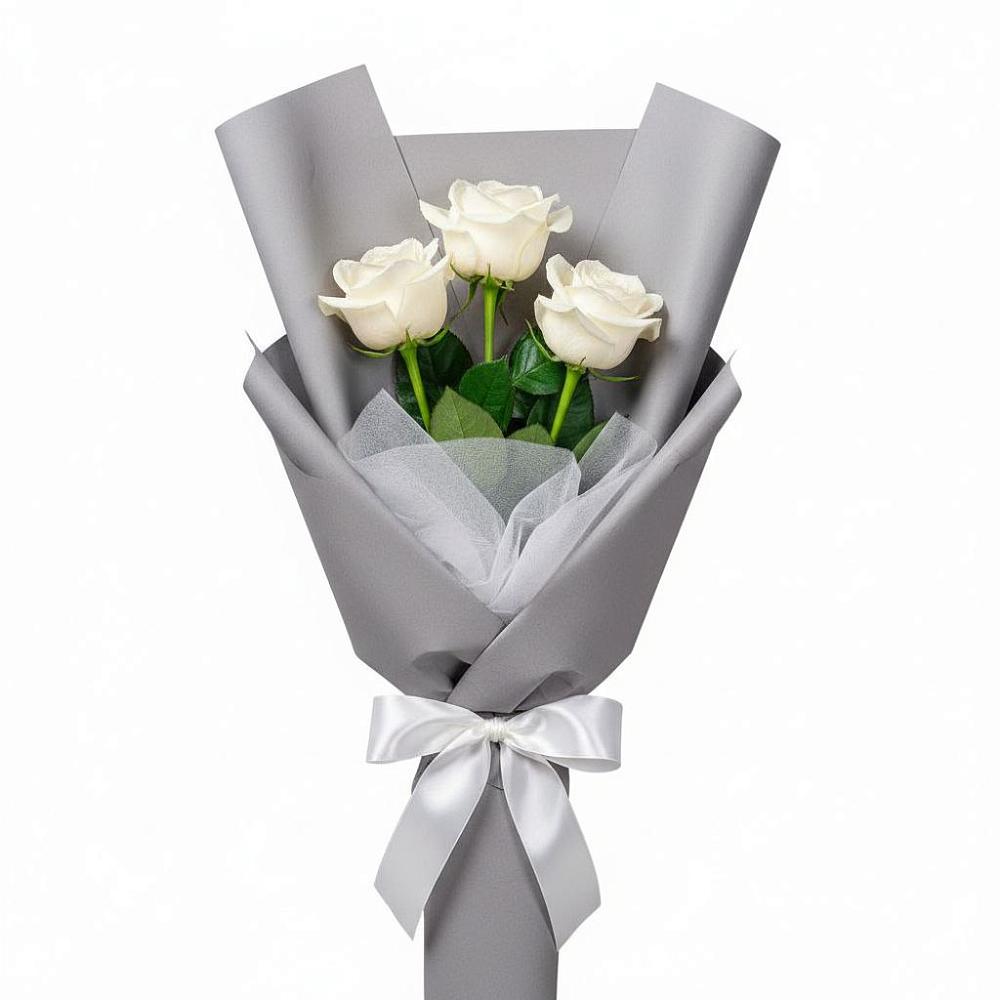 Букет 3 белые розы в Нартан