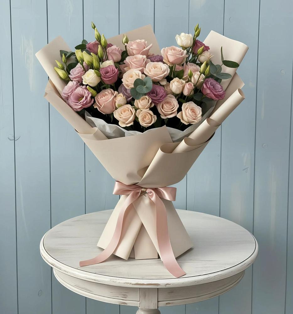 Букет цветов из: Розы и Лизиантусы в Нартан