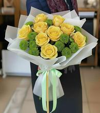 Букет цветов из:  Хризантемы и Розы #REPLACE_PRED# Нартан