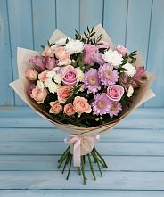 Букет цветов из:  Хризантемы, Розы и Альстромерии в Нартан