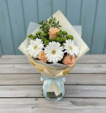 Букет цветов из:  Герберы, Розы и Хризантемы #REPLACE_PRED# Нартан