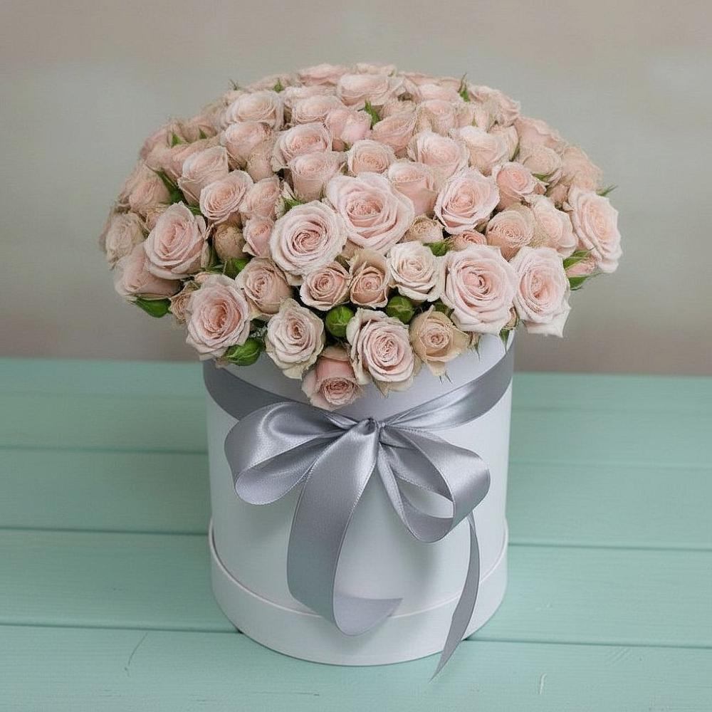 Цветочная композиция из Розы в шляпной коробке в Нартан